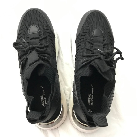 Reflective Running Walking Sneakers Size 8 Fit Laces Slip In Black White - Picture 2 of 8
